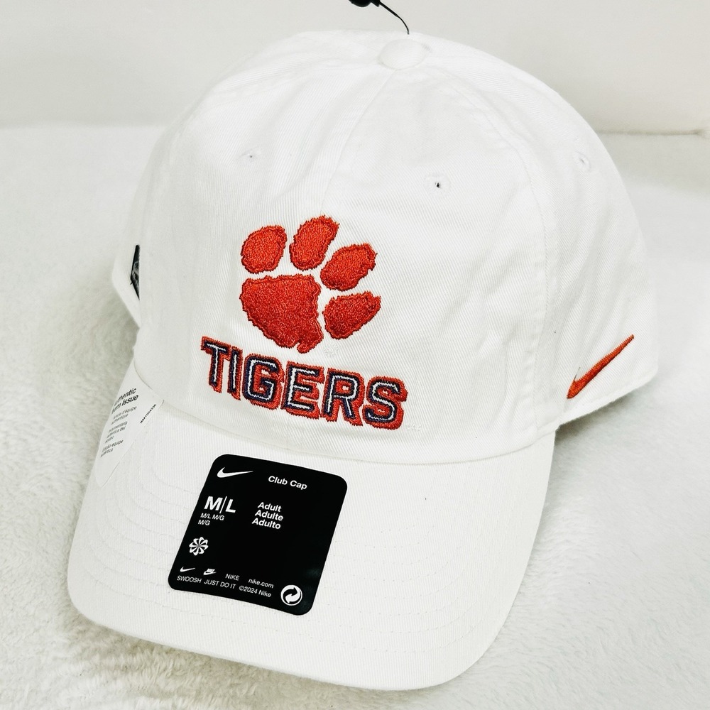 Clemson Tigers Nike Club Cap Wordmark Hat Cap Adjustable M/L NCAA College